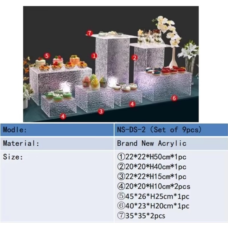 Display Risers Set - 투명 아크릴 상자, 투명 웨딩 파티용