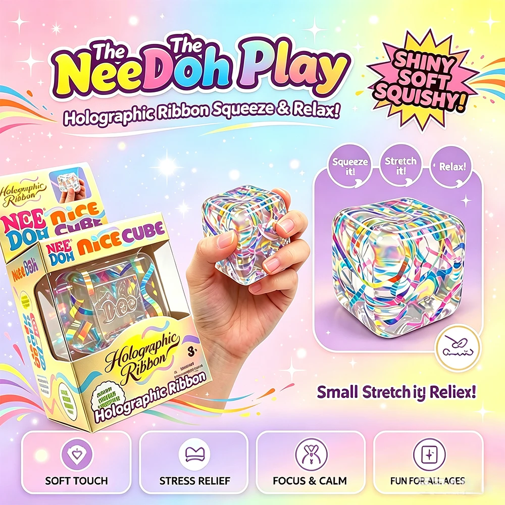Fidget Cube Original - 투명한 큐브 모양의 촉감 장난감, 네이도(NeeDoh)