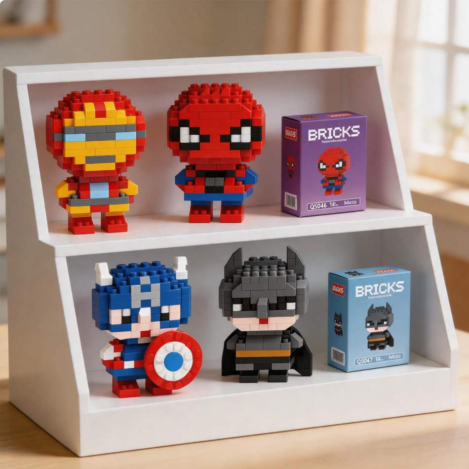 스파이더맨, 아이언맨, 캡틴 아메리카 & 배트맨 Q-버 - Building Block Mini 리뷰 및 가격