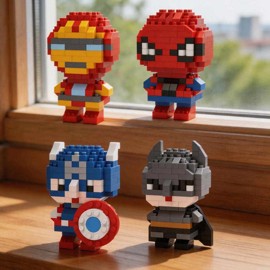 스파이더맨, 아이언맨, 캡틴 아메리카 & 배트맨 Q-버 - Building Block Mini 리뷰 및 가격
